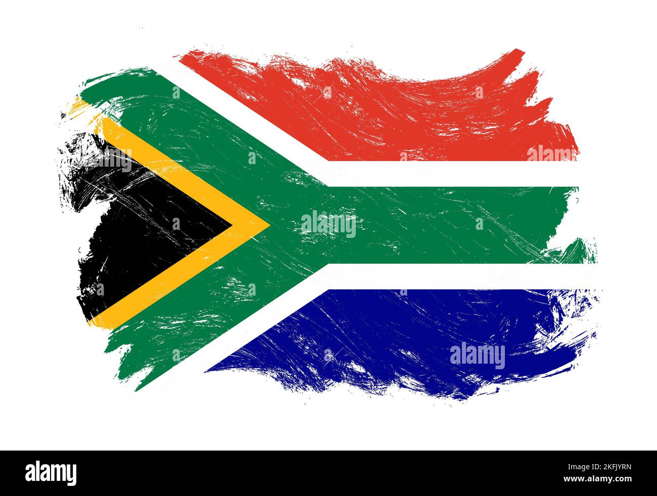 Drapeau de l'afrique du Sud sur fond de pinceau blanc de grunge en difficulté Banque D'Images