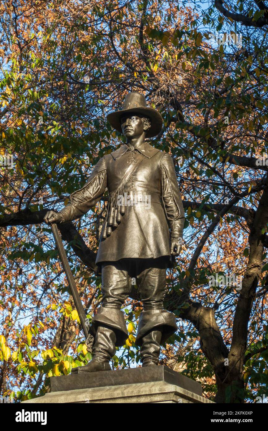 La statue de pèlerin honorant les descendants de mayflower est une