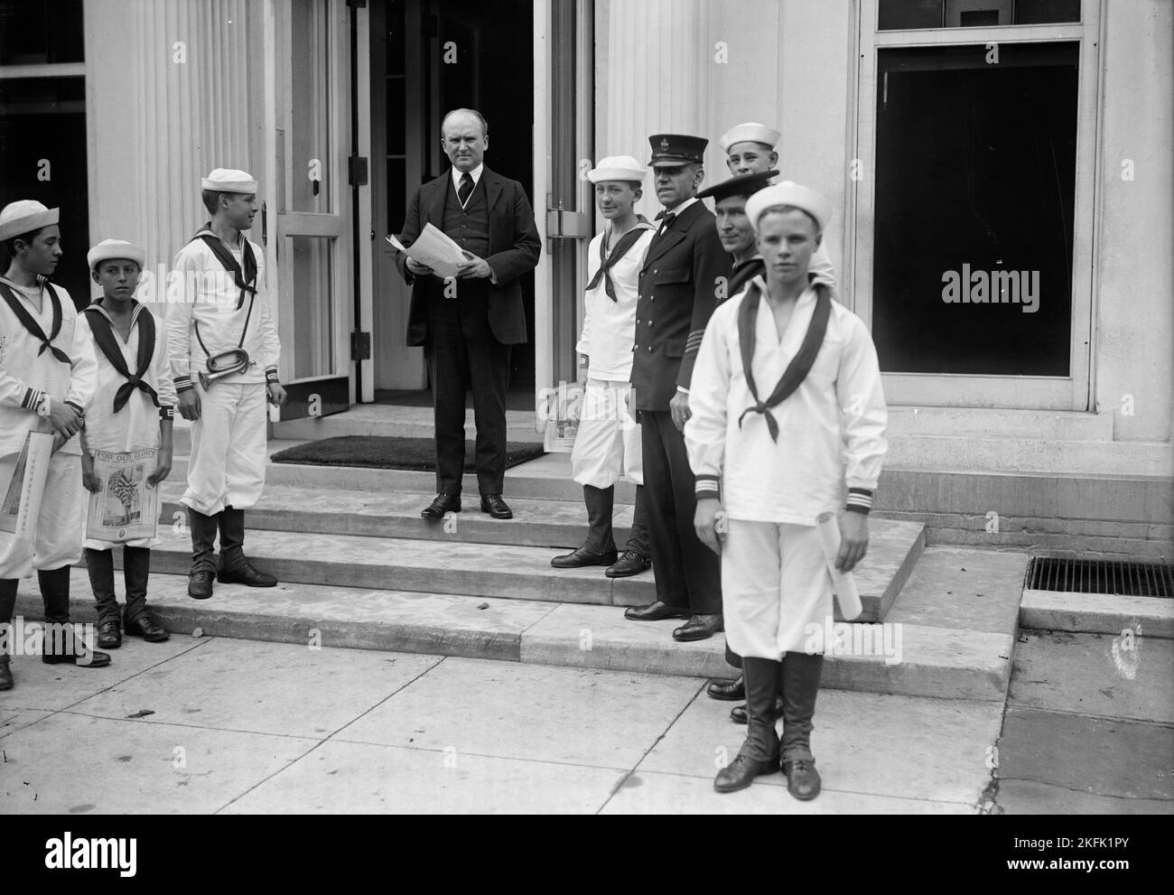 Scouts de la Marine à la Maison Blanche, Washington, D.C., 1917. Banque D'Images