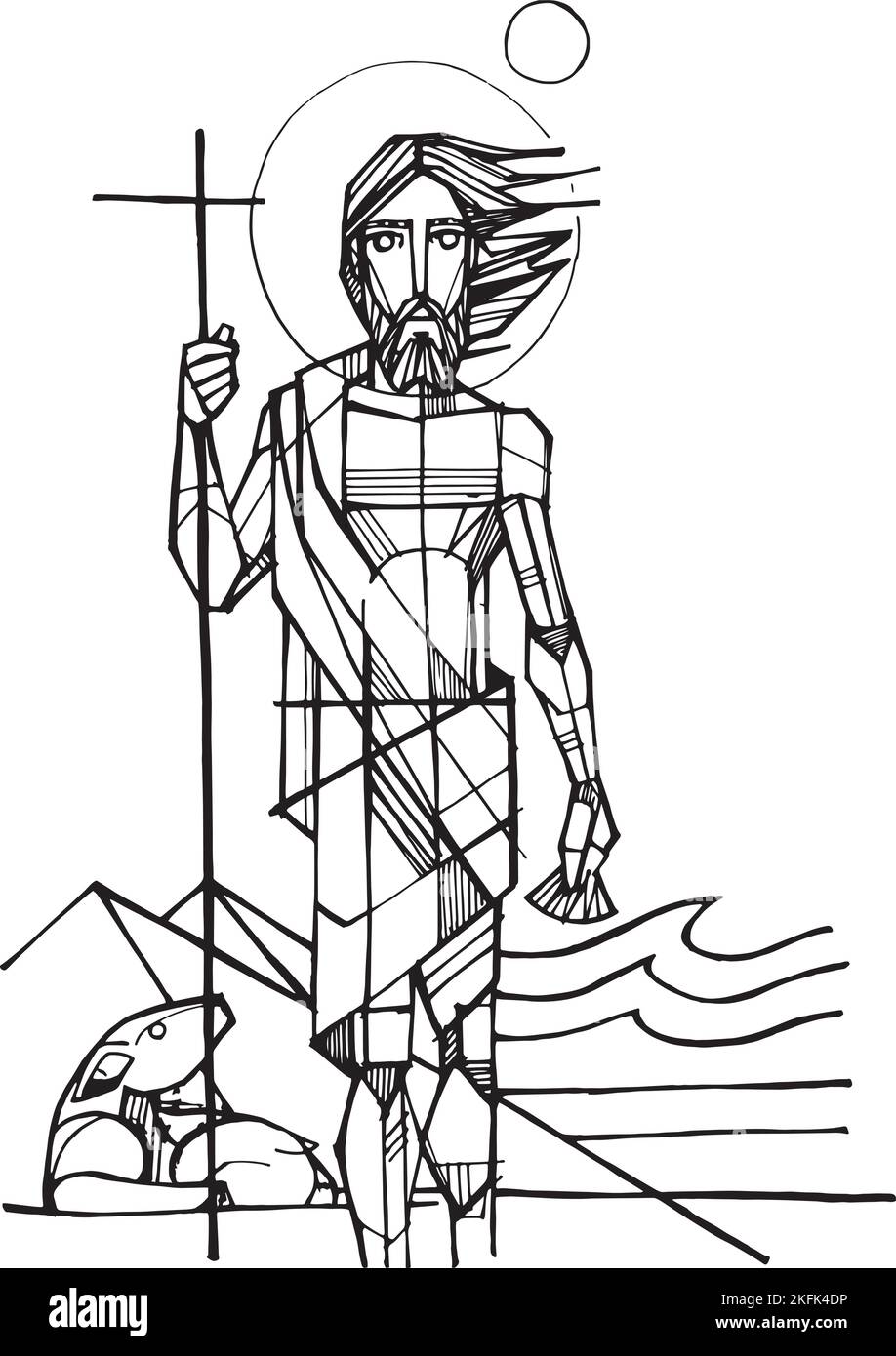 Illustration vectorielle dessinée à la main ou dessin de saint-jean-baptiste Illustration de Vecteur