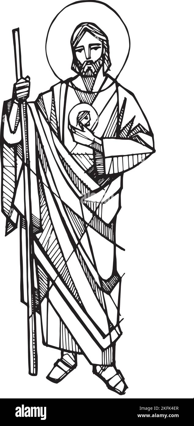 Illustration vectorielle dessinée à la main ou dessin de St Jude Thaddeus Illustration de Vecteur Illustration vectorielle dessinée à la main ou dessin de St Jude Thaddeus Illustration de Vecteur
