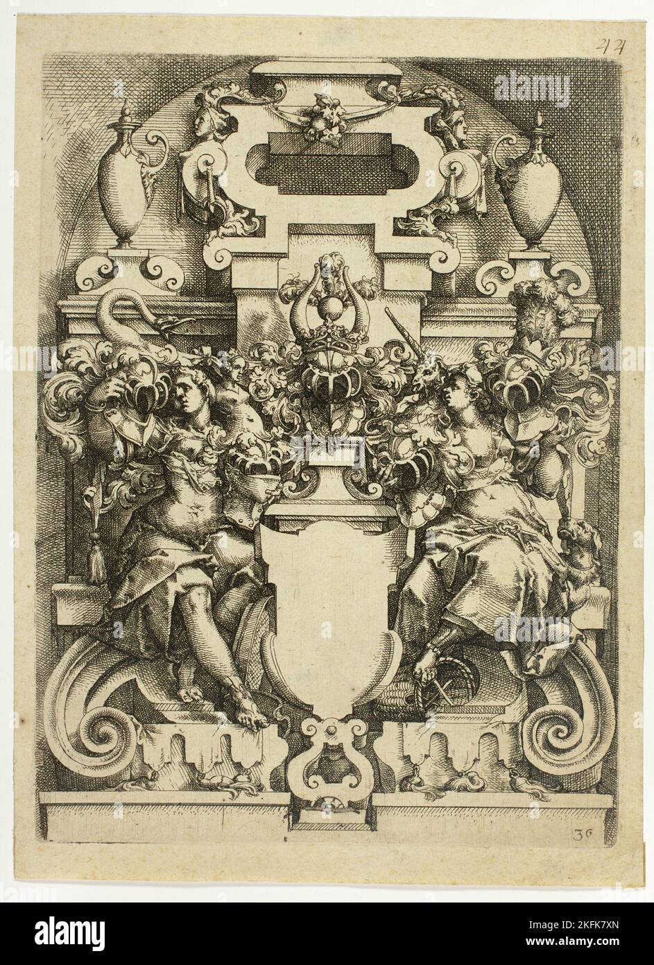 Architecture fantastique, plaque 36 (plus tard 44, et 125) d'Architectura, c. 1596. Banque D'Images