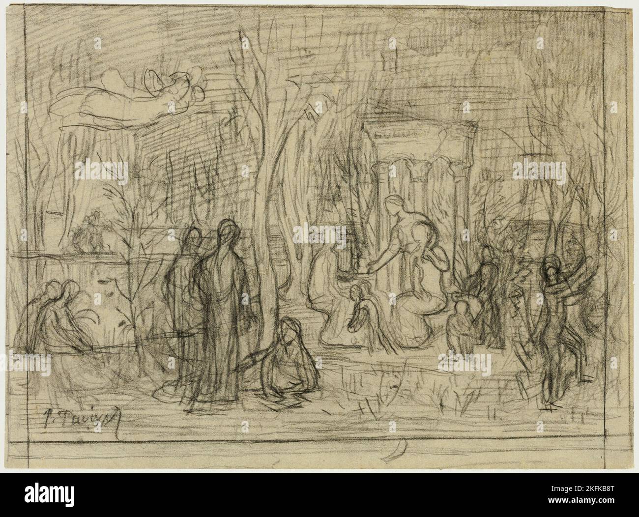 Étude de composition pour le bosquet sacré, bien-aimé des Arts et des Muses, 1883/84. Banque D'Images
