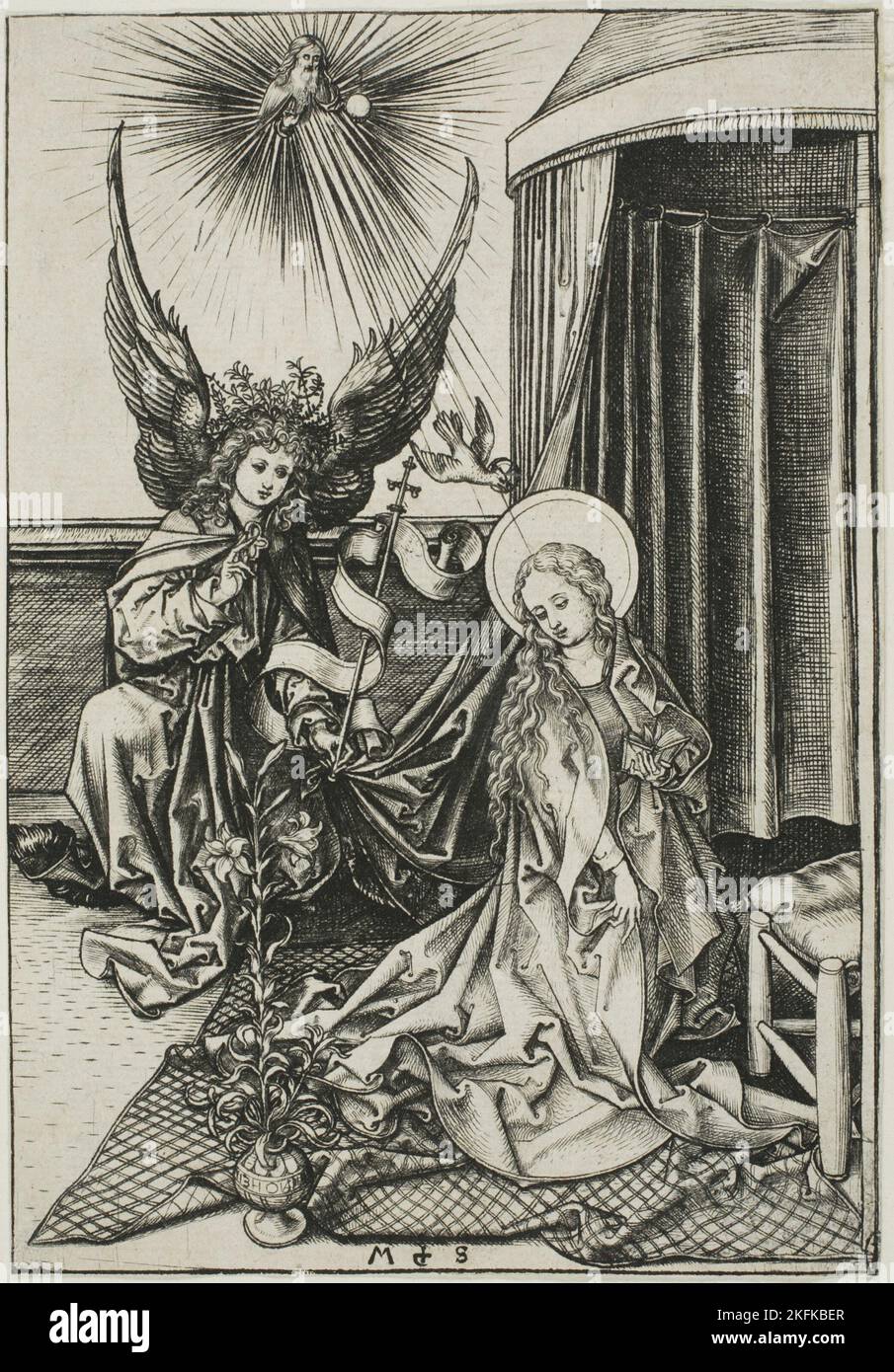 L'Annonciation, c. 1484. Banque D'Images