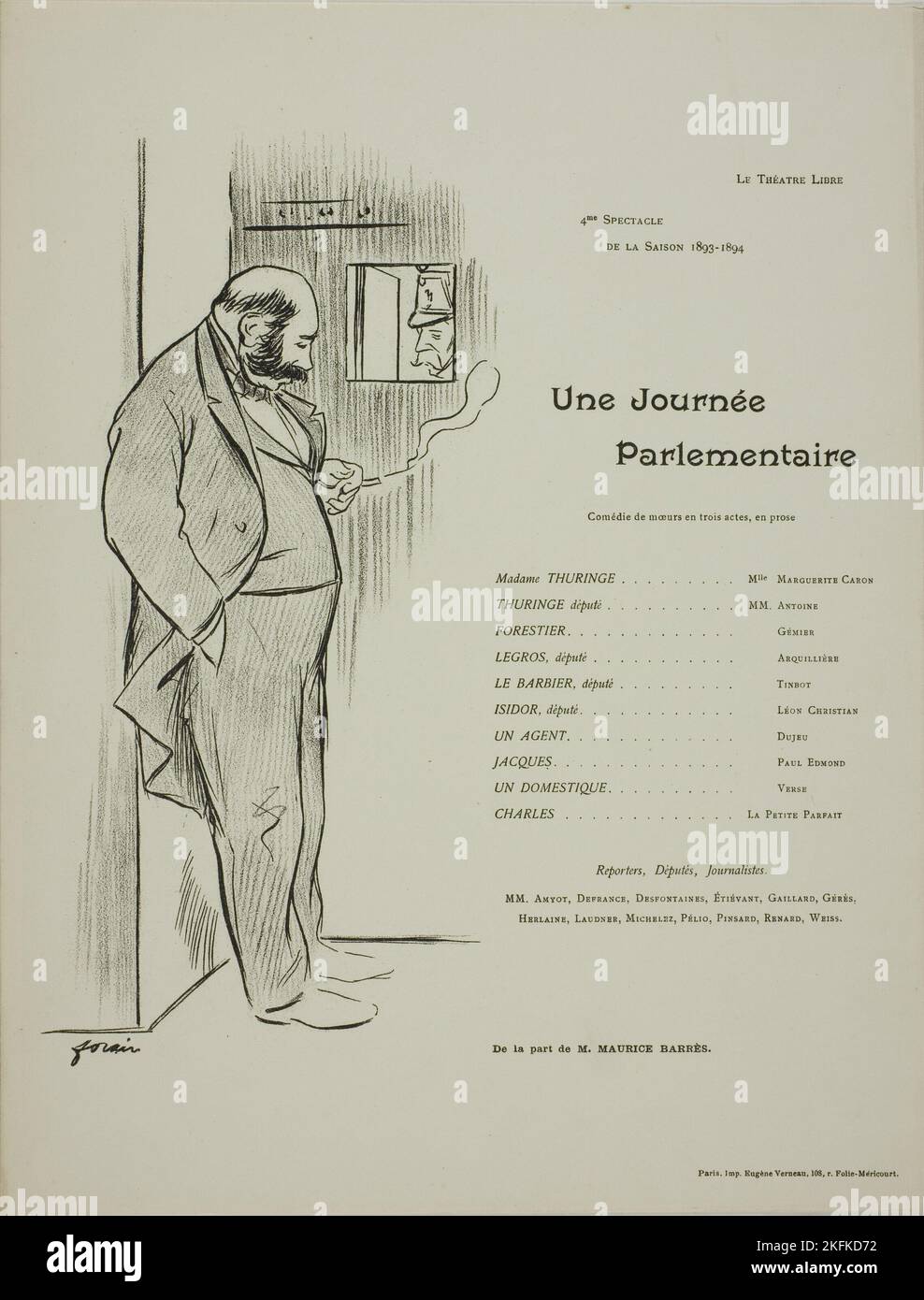 Programme de théâtre pour l'une Voyage parlementaire, 1893&#x2013;94. Banque D'Images
