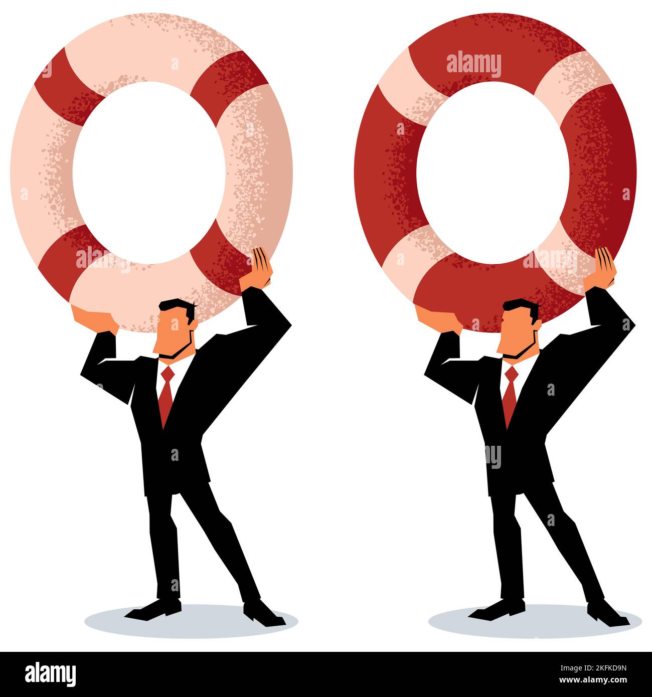 Homme d'affaires tenant Lifebuoy Illustration de Vecteur