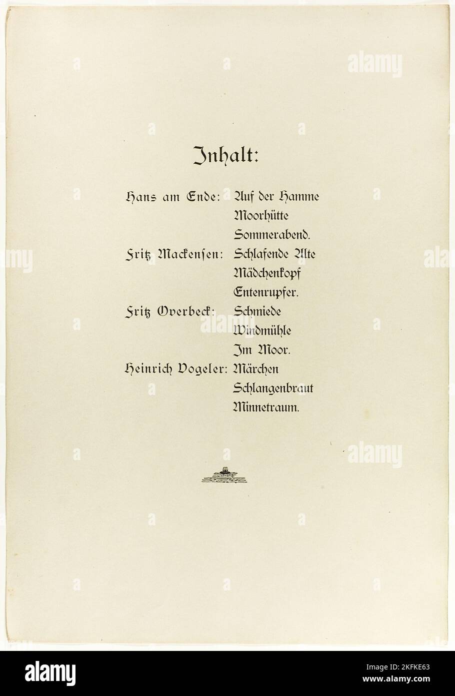 Portfolio, page de titre et colophon pour vom Weyerberg, 1895. Banque D'Images