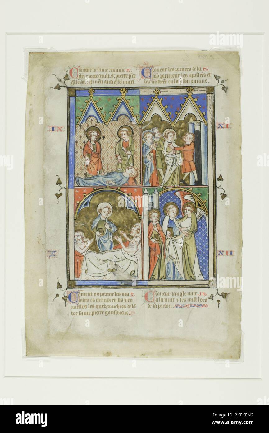 Scènes des miracles de Saint-Pierre, d'une Bible Historique ou d'un Nouveau Testament, c. 1350. Banque D'Images