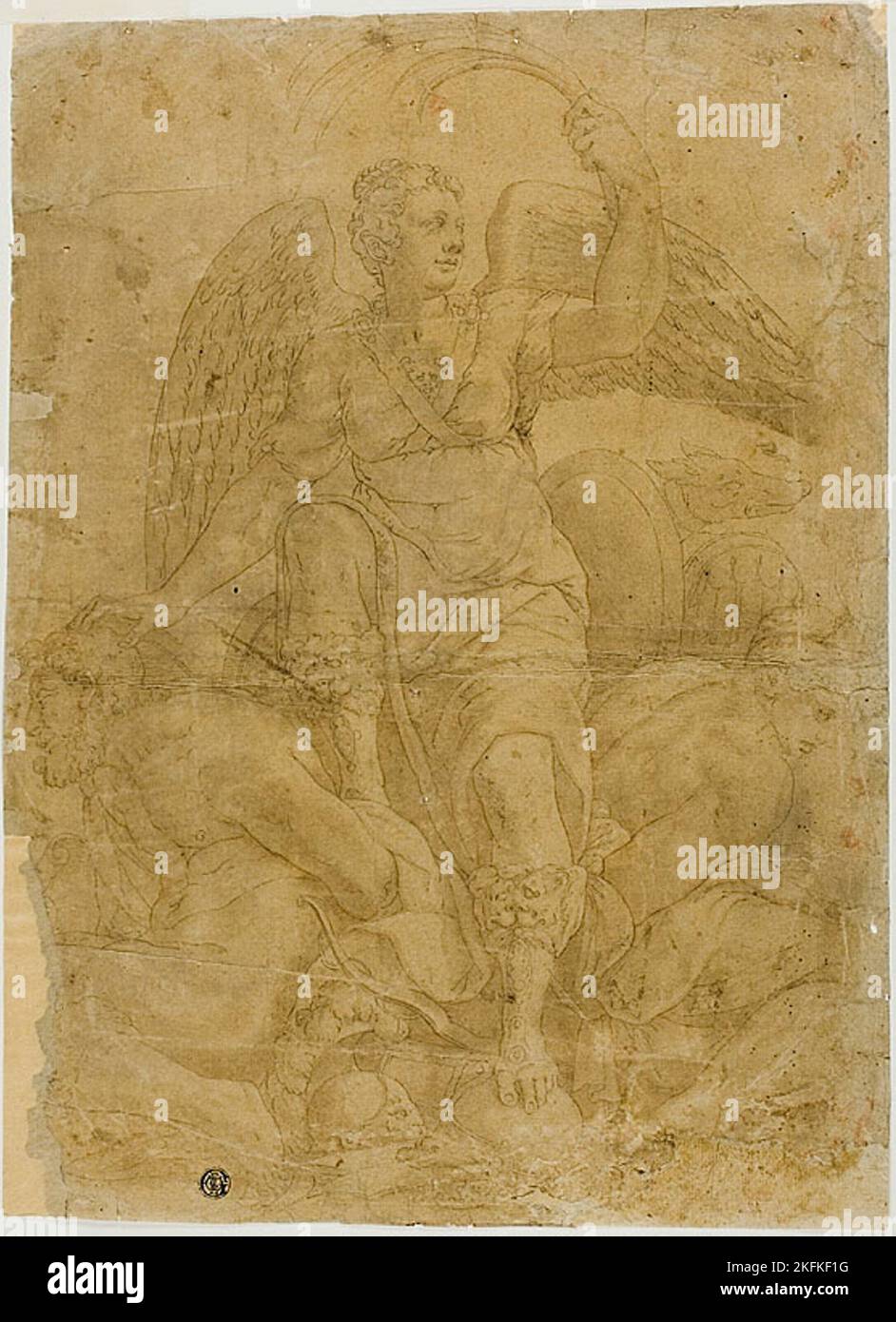 Allégorie de la victoire avec deux captifs, n.d. Suiveur de Giorgio Vasari. Banque D'Images