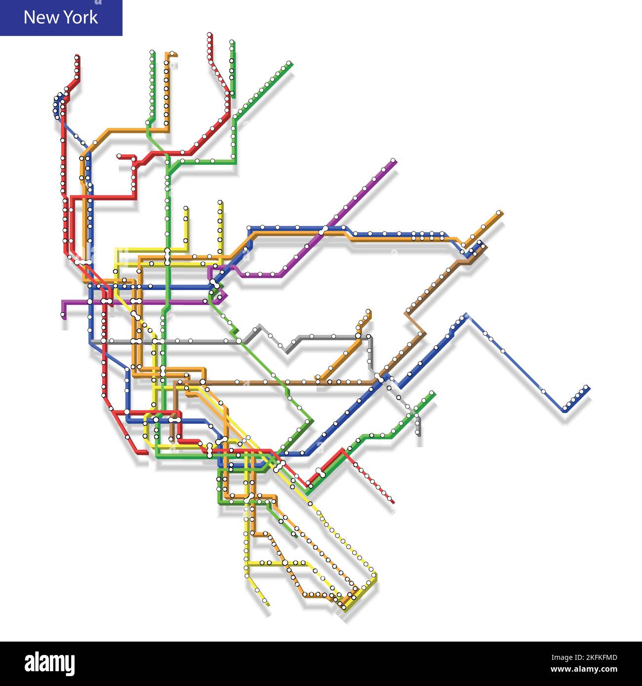 3D carte isométrique du métro de New York. Modèle de plan de transport