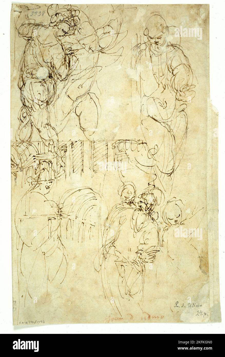 Croquis des figures, 1540/60. Banque D'Images