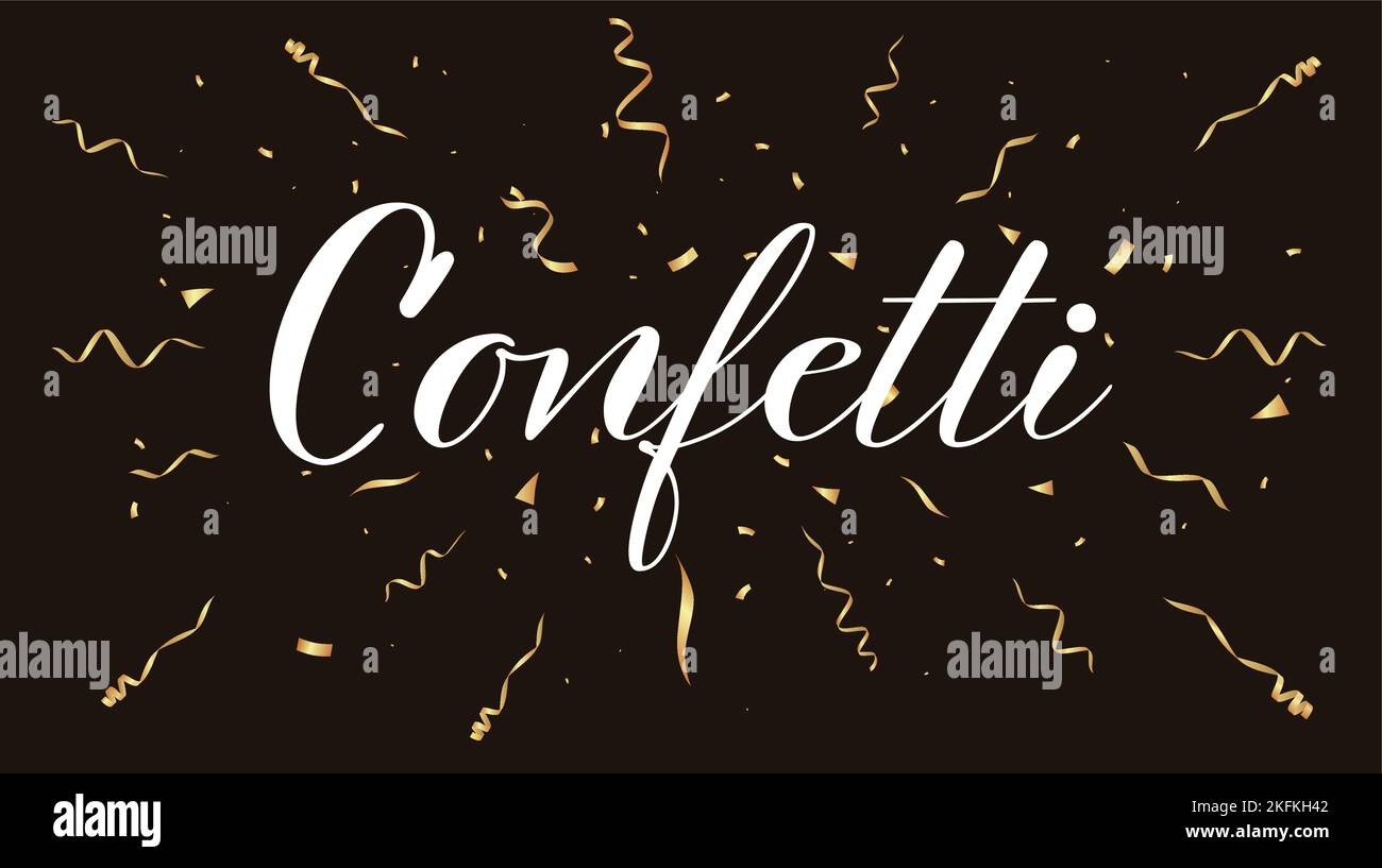 Fond confettis d'or. Motif fête avec rubans dorés. Illustration vectorielle Illustration de Vecteur