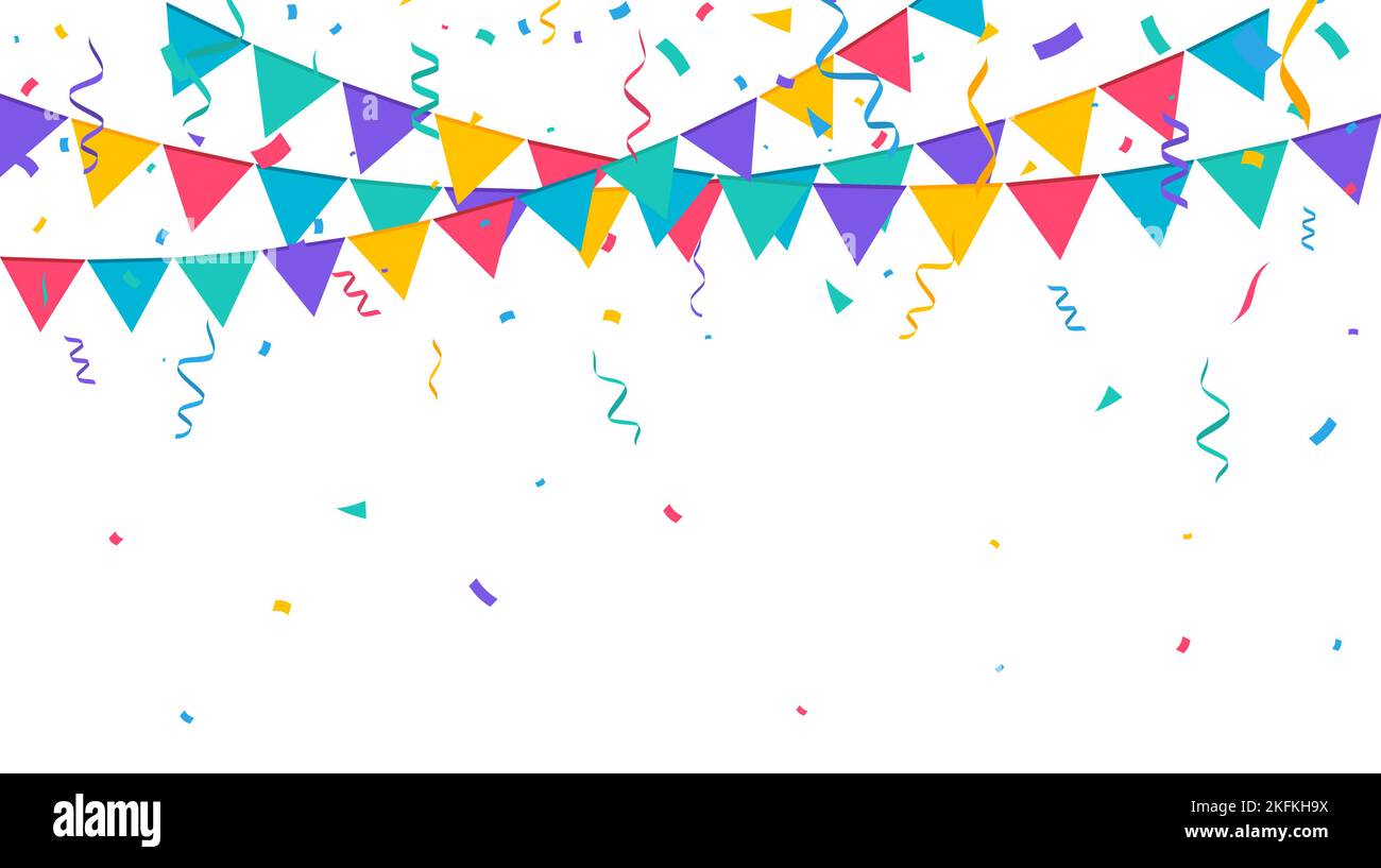 Fond confetti. Toile de fond festive. Motif fête d'anniversaire avec confettis colorés. Illustration vectorielle Illustration de Vecteur