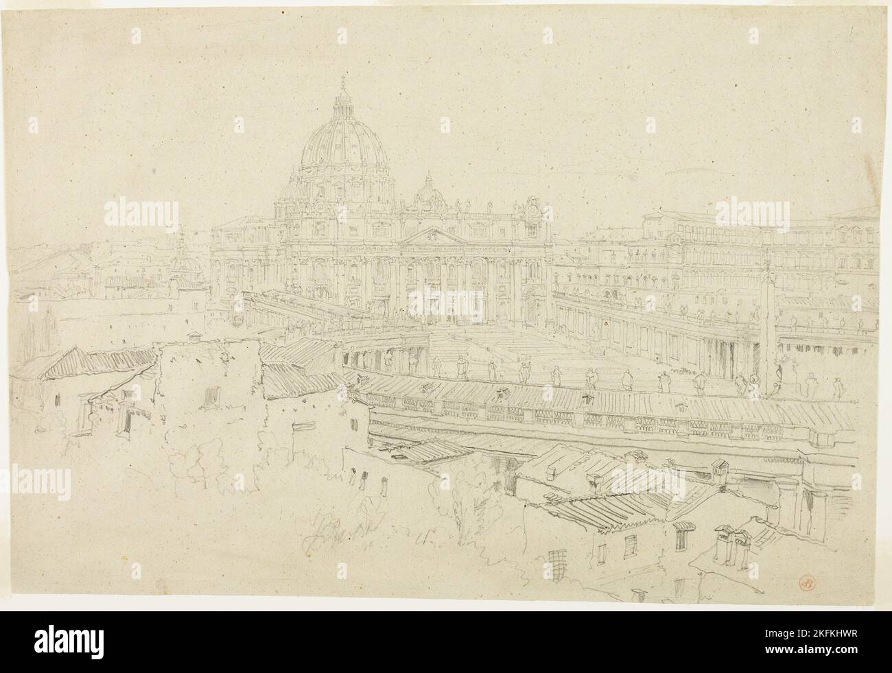 Vue sur Saint Pierre à Rome, s.d. Attribué à Jean-Auguste-Dominique Ingres. Banque D'Images