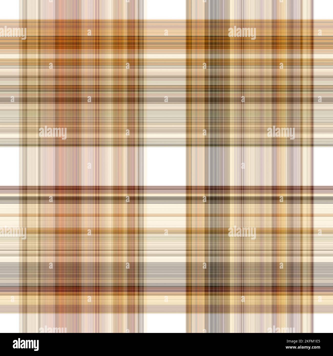 Tissu écossais blanc forêt à motif sans couture. Motif écossais de forêt automnale ton sur ton avec texture organique. Arrière-plan de bande orange pour papier peint rugueux. Banque D'Images