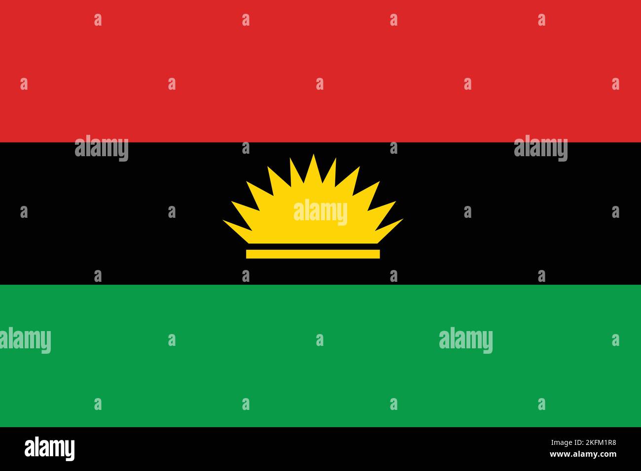 Drapeau De Table Biafra Indépendantiste - 21x14 Cm, Hampe 25 Cm, Socle Noir