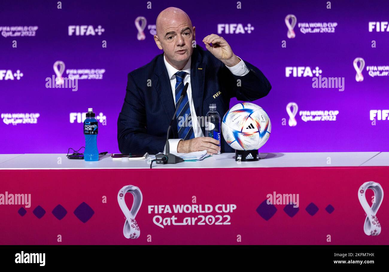 19.11.2022, Doha Katar Qatar Pressekonferenz mit Gianni Infantino Fussball; saison 2022/23 Foto: Moritz Müller Copyright (nur für journalistische Z Banque D'Images