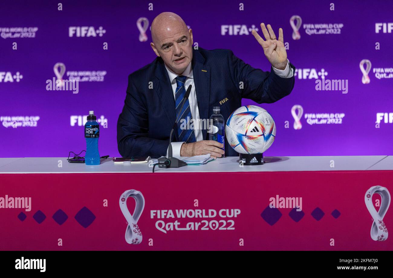 19.11.2022, Doha Katar Qatar Pressekonferenz mit Gianni Infantino Fussball; saison 2022/23 Foto: Moritz Müller Copyright (nur für journalistische Z Banque D'Images
