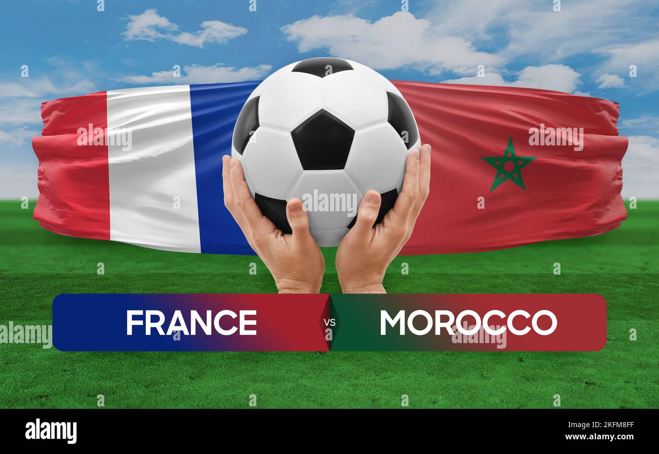 France vs Maroc équipes nationales football football football concept de compétition. Banque D'Images