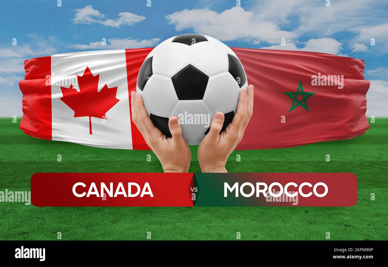 Le Canada contre le Maroc les équipes nationales de football le concept de compétition de football. Banque D'Images