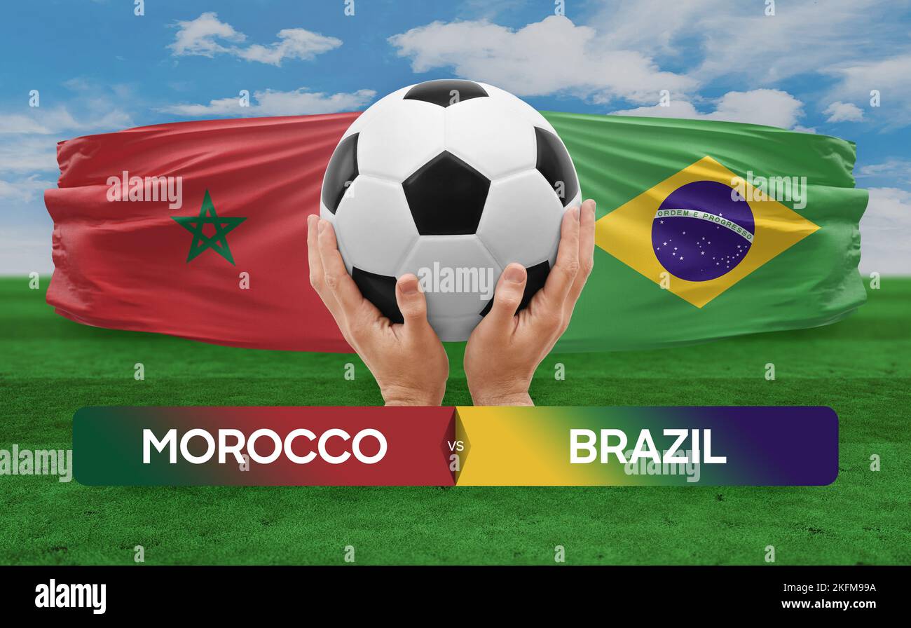 Maroc vs Brésil équipes nationales football football football concept de compétition. Banque D'Images