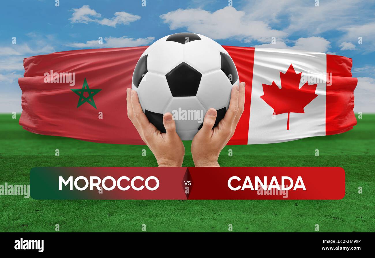 Le Maroc contre le concept de compétition de football des équipes nationales du Canada. Banque D'Images