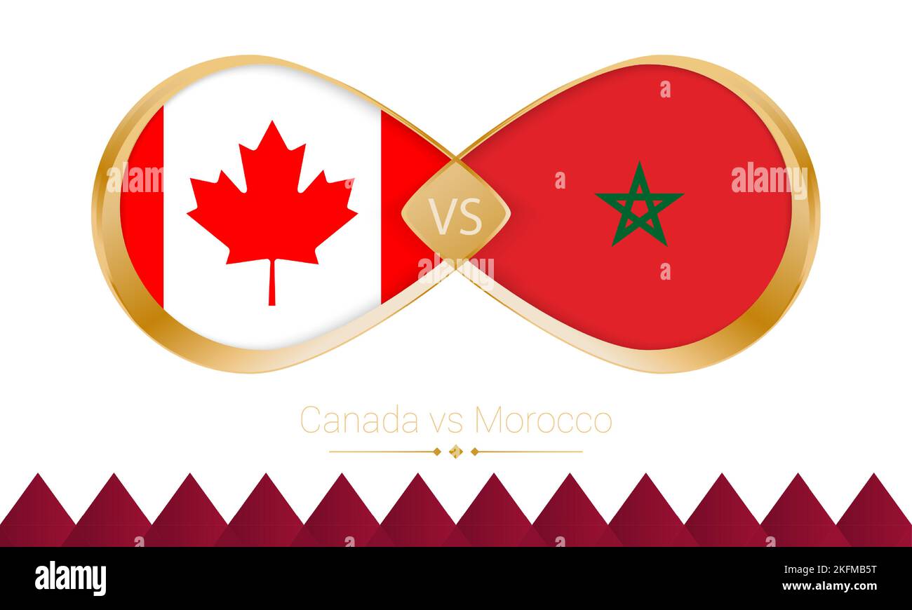 Le Canada contre l'icône dorée du Maroc pour le match de football 2022. Illustration vectorielle. Illustration de Vecteur