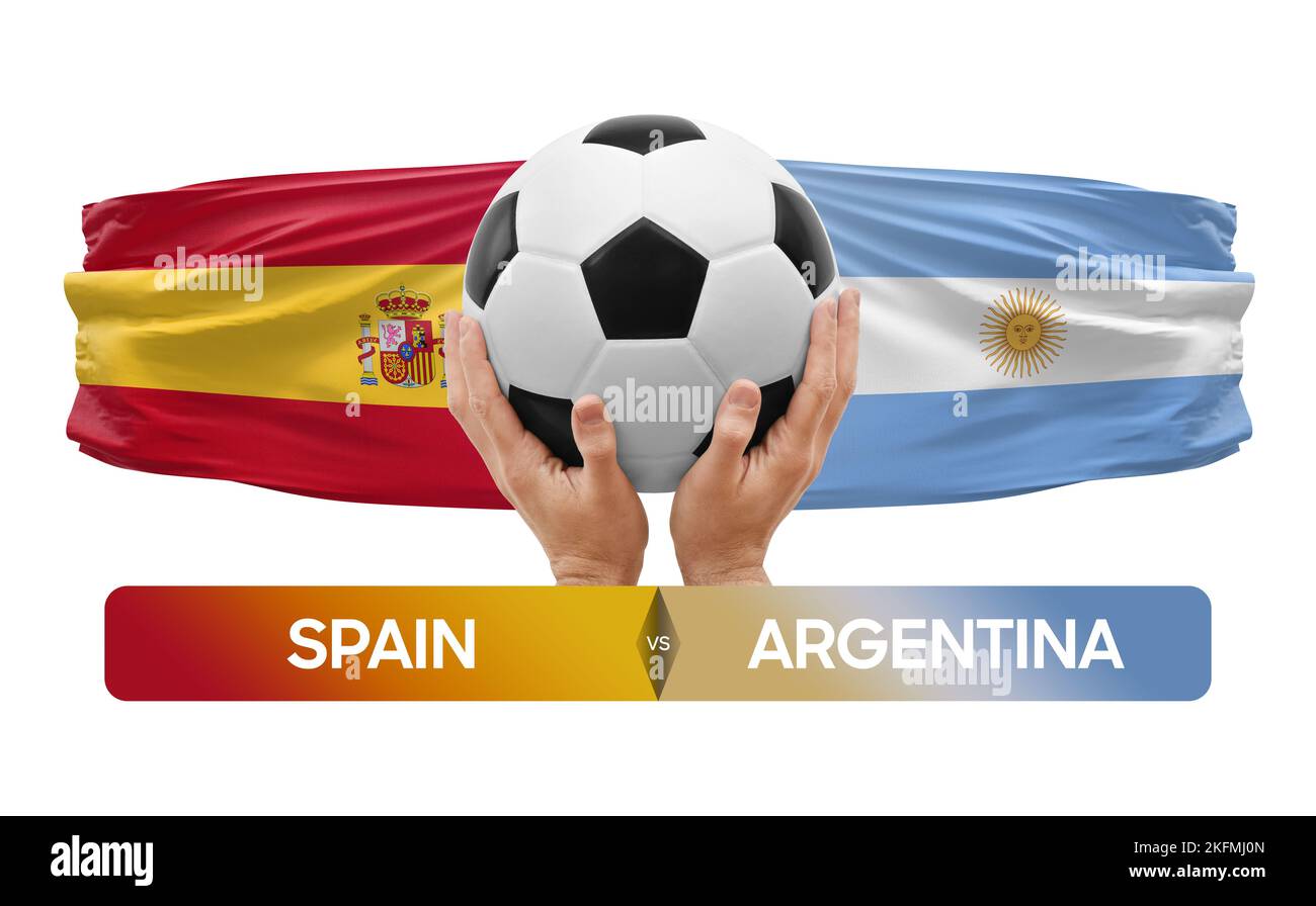 Espagne contre Argentine équipes nationales football football football concept de compétition. Banque D'Images