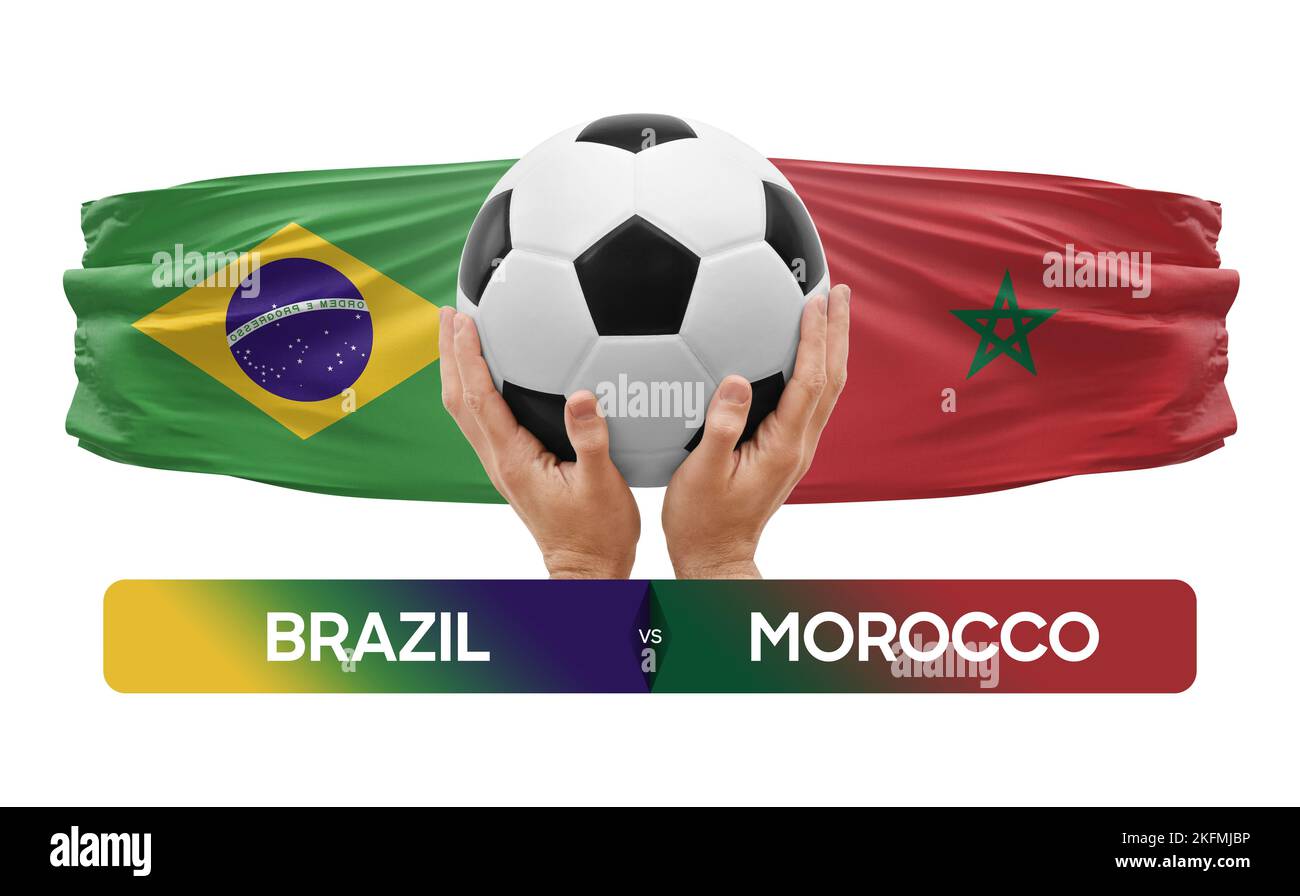 Brésil vs Maroc équipes nationales football football football concept de compétition. Banque D'Images