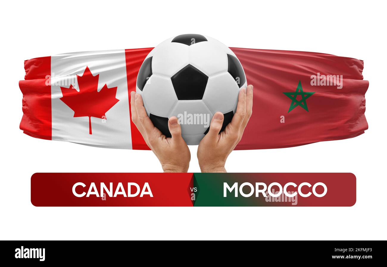 Le Canada contre le Maroc les équipes nationales de football le concept de compétition de football. Banque D'Images