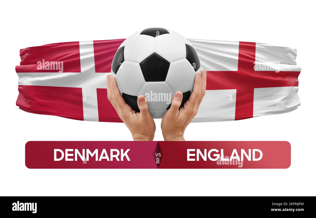 Danemark vs Angleterre équipes nationales football football match concept de compétition. Banque D'Images