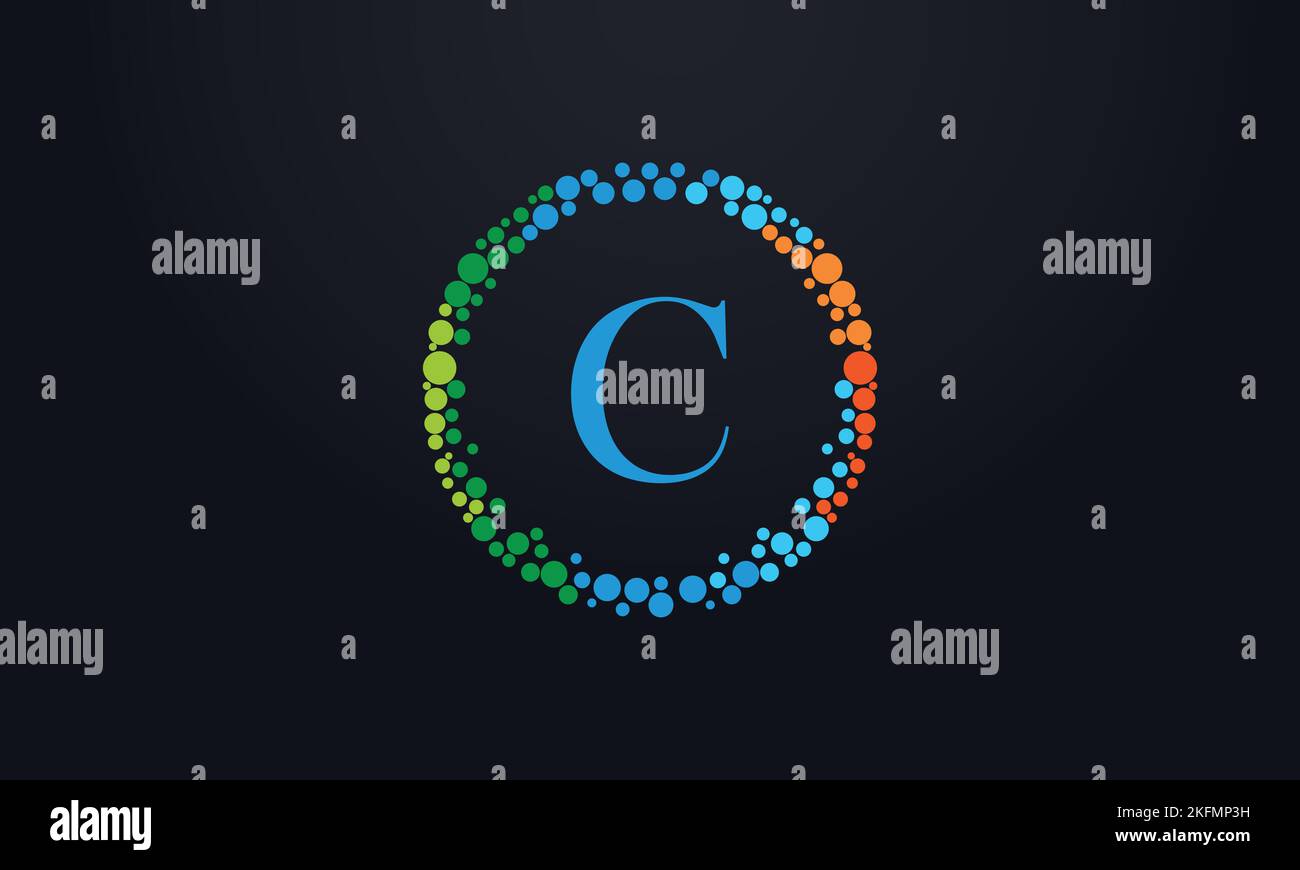 Logo cercle à points et motif vectoriel de nutrition monogramme à cercle à points avec vecteur de symbole de cercle à points Illustration de Vecteur
