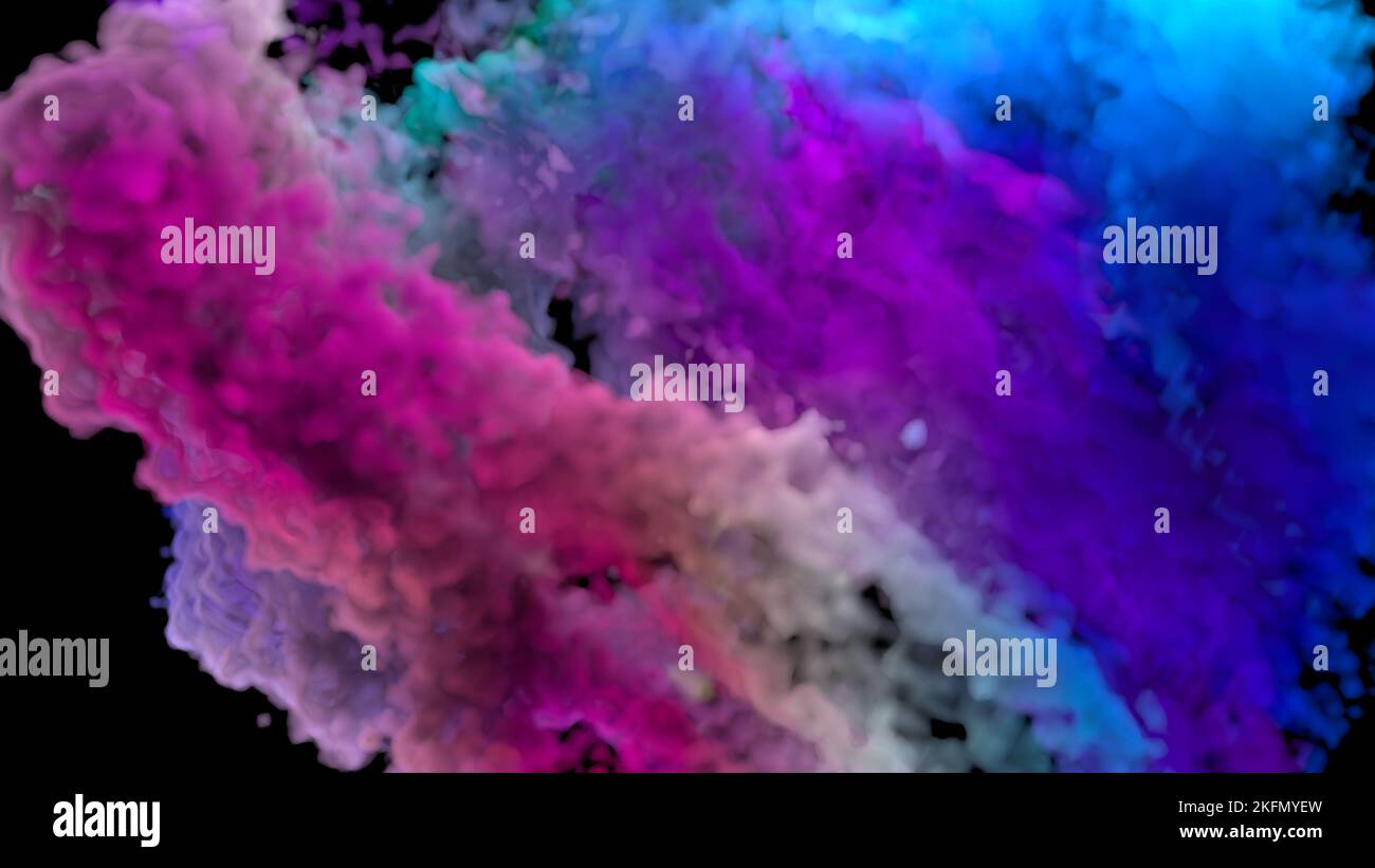 3D rendu de masse de nuage coloré ou de fumée. Un arrière-plan abstrait Banque D'Images