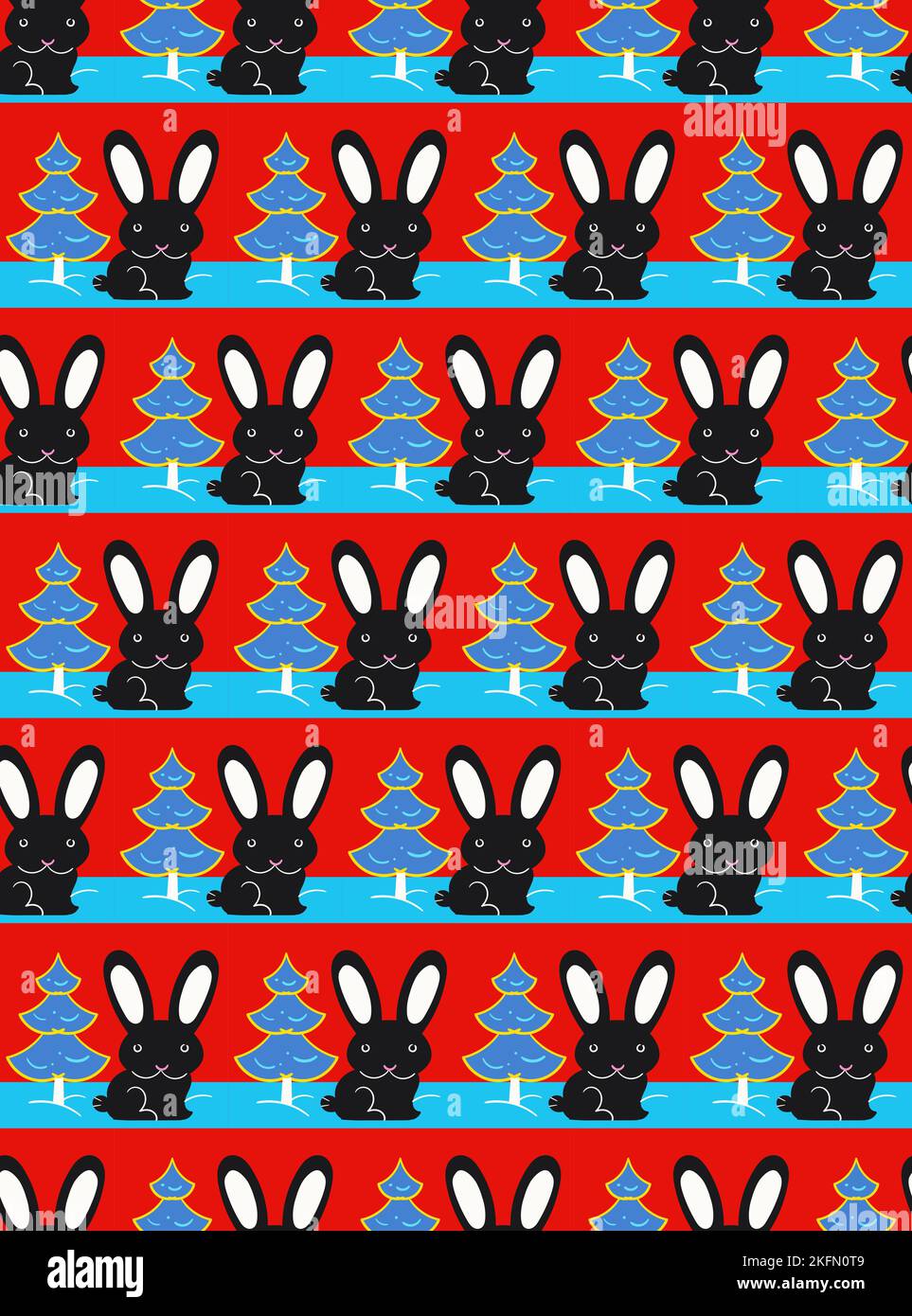 Nouvel an chinois - lapin noir, motif vectoriel sans couture Illustration de Vecteur