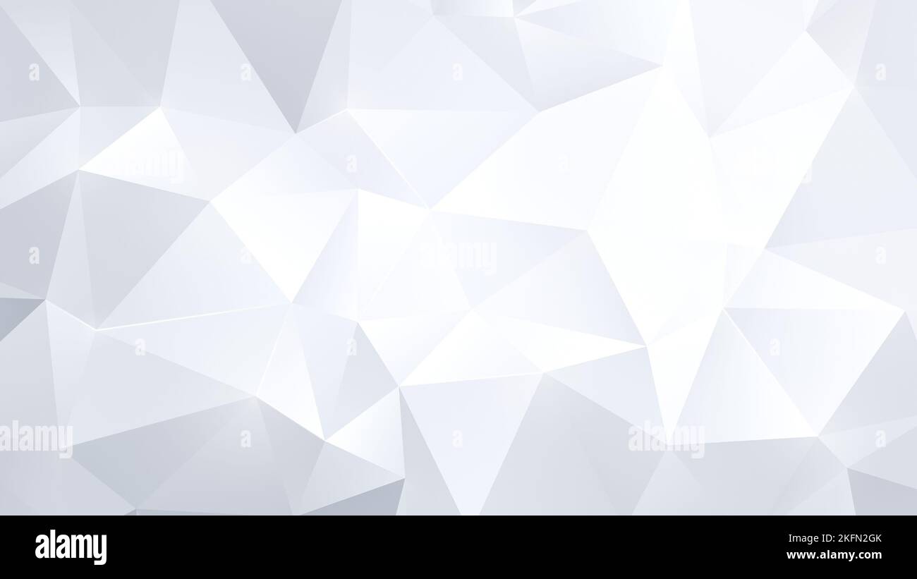 Arrière-plan abstrait de motif vectoriel polygonal gris clair et blanc. Fond triangulaire 3D plein format de style poly bas en résolution 4K. Copier l'espace. Banque D'Images