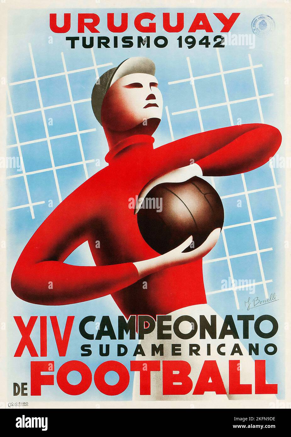 J. BONELLI - URUGUAY, XIV CAMPEONATO SUDAMERICANO DE FOOTBALL. Championnats d'Amérique du Sud 1942 - Championnat d'Amérique du Sud, football Banque D'Images