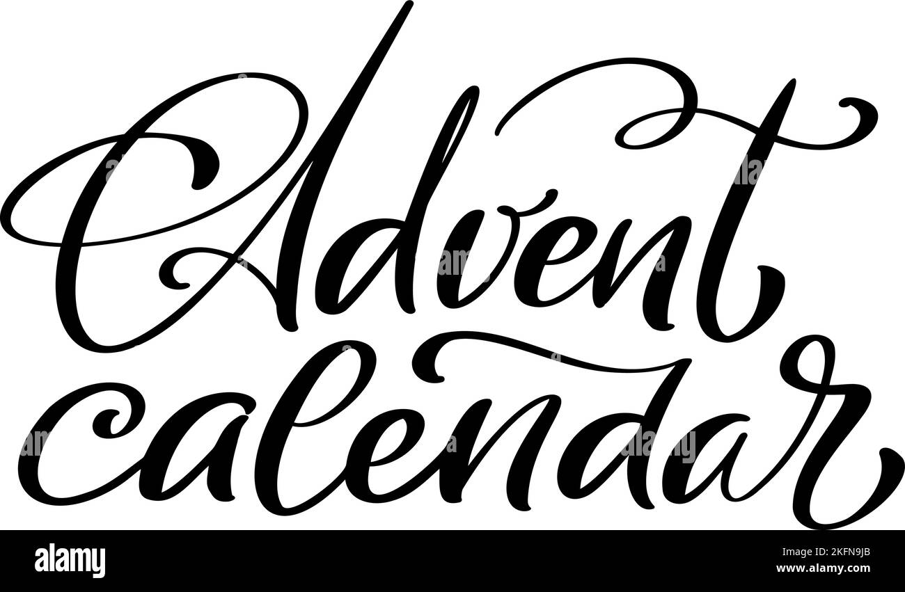Vecteur manuscrit de Noël texte de lettrage calligraphique calendrier de l'Avent. Design pour les vacances d'hiver, calendrier, carte de vœux, affiche. Religieux Illustration de Vecteur