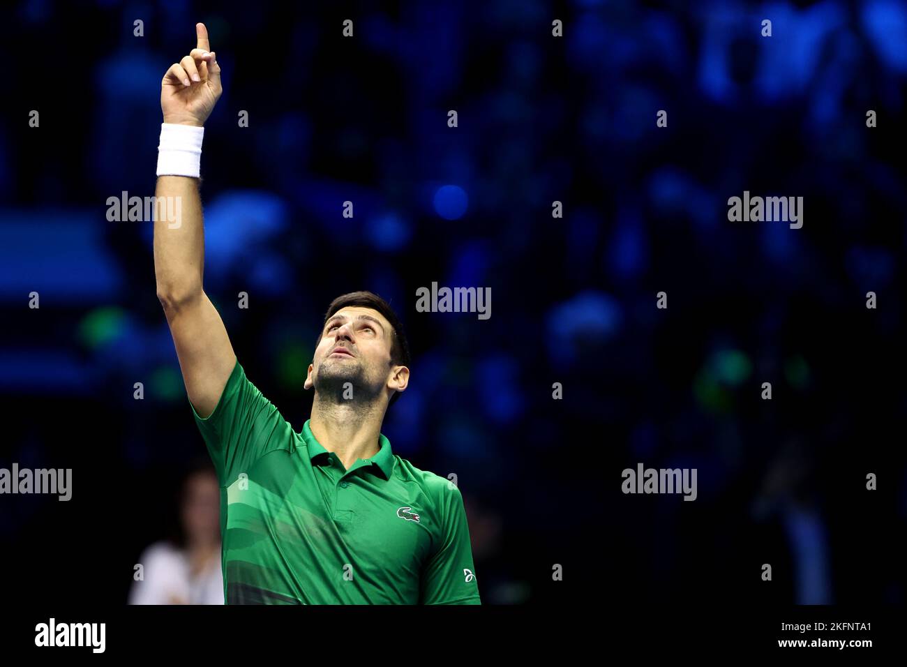 Novak Djokovic de Serbie célèbre après avoir remporté la demi-finale du match des célibataires entre Novak Djokovic de Serbie et Taylor Fritz des Etats-Unis le septième jour des finales du Tour mondial de l'ATP de Nitto à Pala Alpitour sur 19 novembre 2022 à Turin, Italie Banque D'Images Novak Djokovic de Serbie célèbre après avoir remporté la demi-finale du match des célibataires entre Novak Djokovic de Serbie et Taylor Fritz des Etats-Unis le septième jour des finales du Tour mondial de l'ATP de Nitto à Pala Alpitour sur 19 novembre 2022 à Turin, Italie Banque D'Images