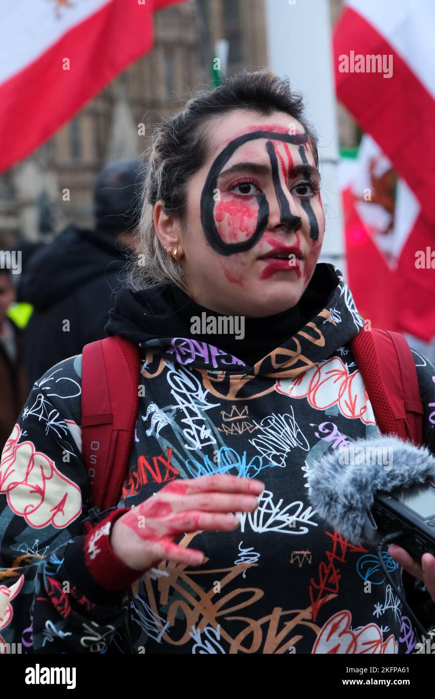Parliament Square, Londres, Royaume-Uni. 19th novembre 2022. Manifestation contre la République islamique en Iran sur la place du Parlement. Crédit : Matthew Chattle/Alay Live News Banque D'Images