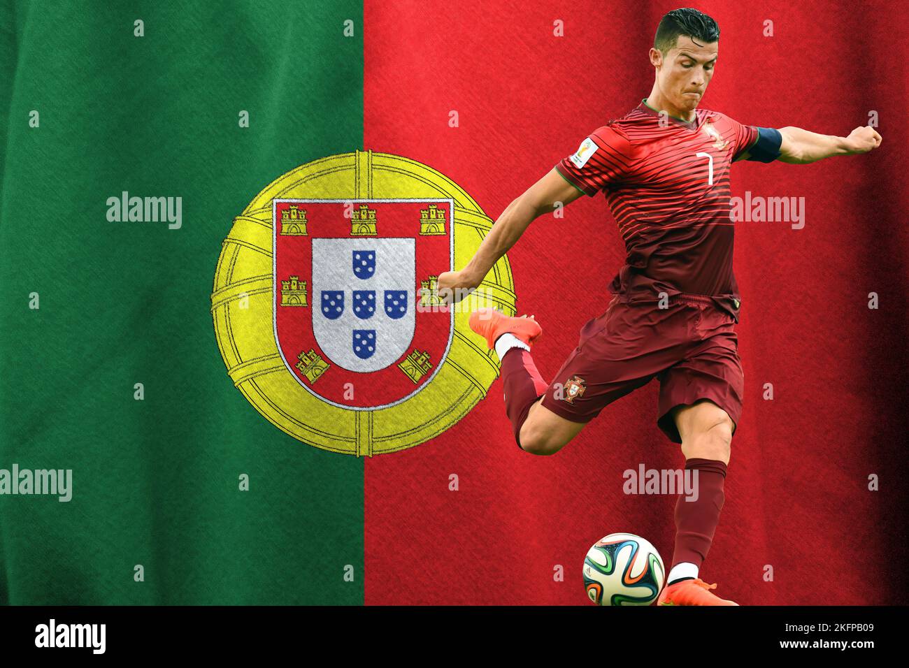 Cristiano Ronaldo et drapeau du Portugal Banque D'Images