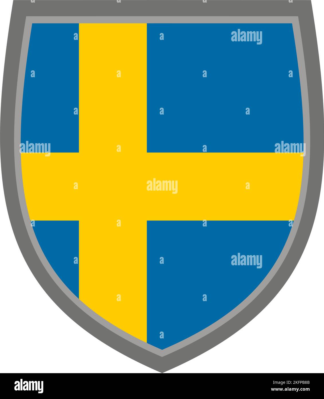 Bouclier aux couleurs du drapeau suédois - couleur RVB originale - icône bouclier suédois découpé Illustration de Vecteur