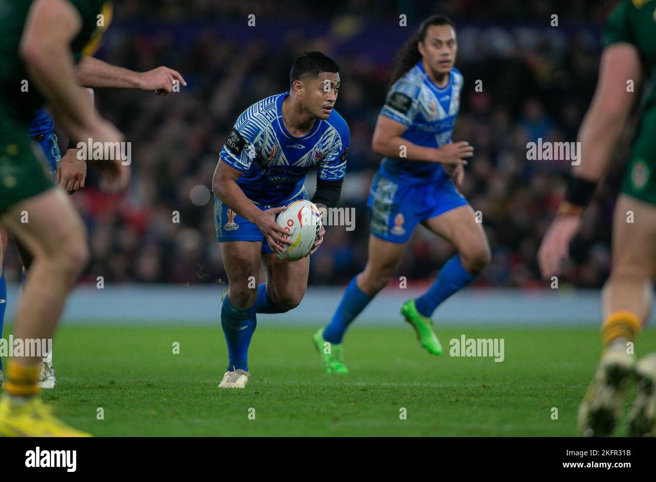 Manchester, Royaume-Uni. 19th novembre 2022. *** Lors de la coupe du monde de rugby 2021 finale du match entre Australia RL et Samoa RL à Old Trafford, Manchester, Angleterre, le 19 novembre 2022. Photo de Simon Hall. Utilisation éditoriale uniquement, licence requise pour une utilisation commerciale. Aucune utilisation dans les Paris, les jeux ou les publications d'un seul club/ligue/joueur. Crédit : UK Sports pics Ltd/Alay Live News Banque D'Images