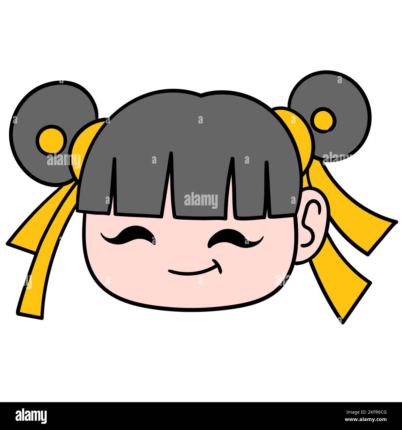 Illustration vectorielle d'un joli visage asiatique de petite fille Illustration de Vecteur