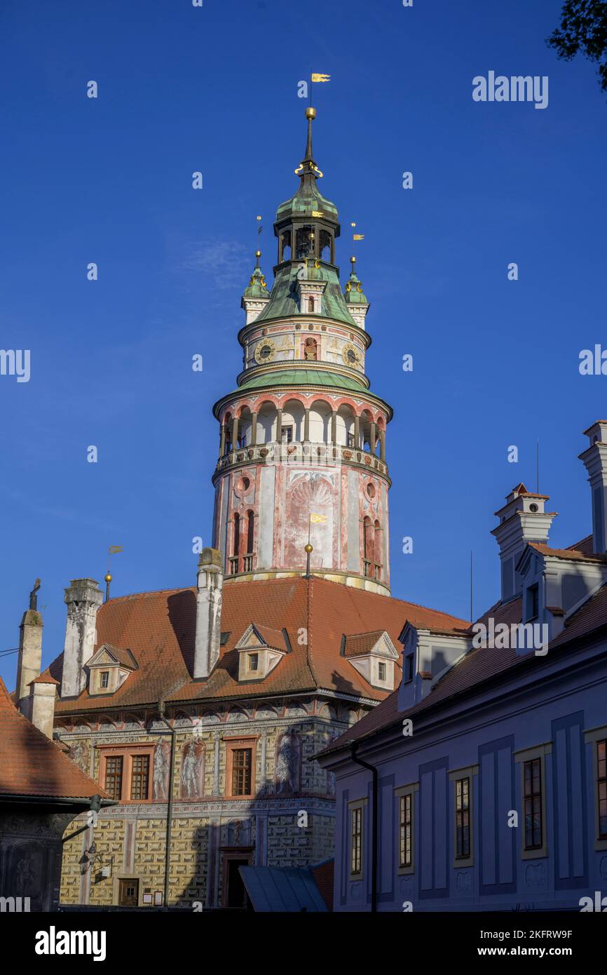 Tour Zamenecka vez, ?eský Krumlov, Jiho?eský kraj, République tchèque, Europe Banque D'Images