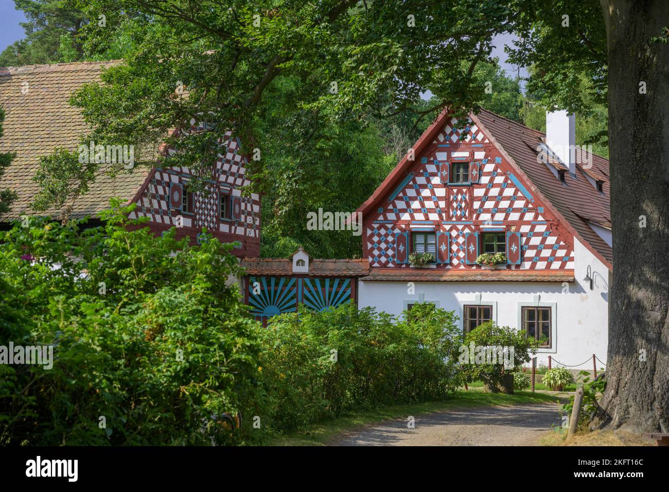 Restaurant Skanzen dans le village des musées avec maisons à colombages d'Egerland, Doubrava, Karlovarský kraj, République Tchèque, Europe Banque D'Images