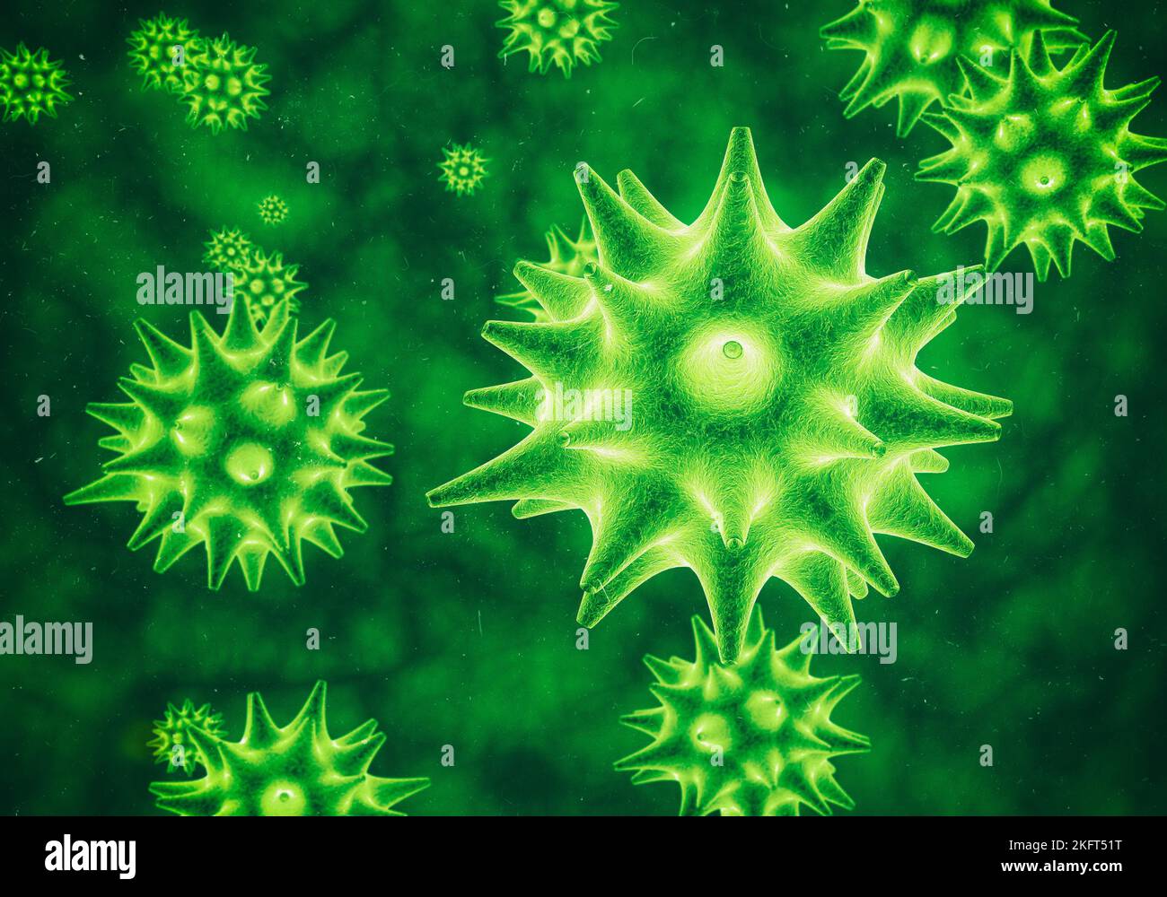 Organismes d'Otherworldy. Image couleur des bactéries, vue sous un microscope. Banque D'Images