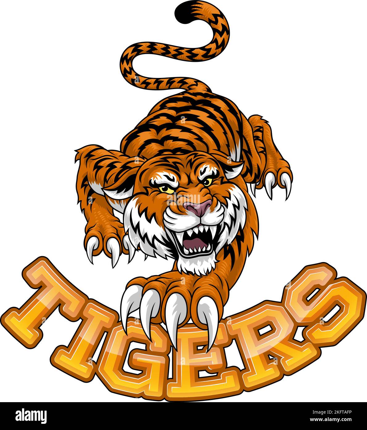 Tiger Angry Tigers Team Sports Mascot Roaring Illustration de Vecteur