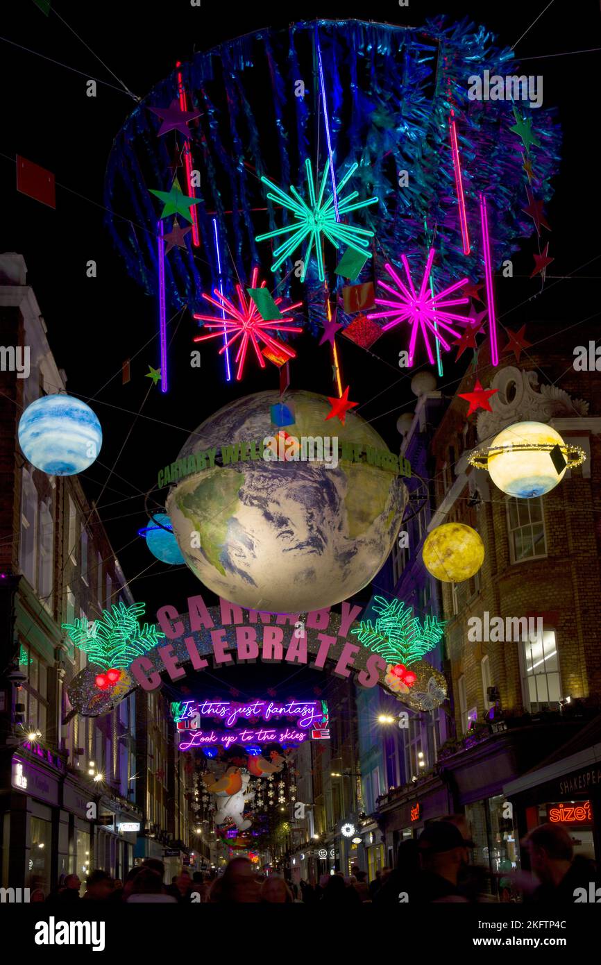 Illuminations de Noël Carnaby Street West End Londres Banque D'Images