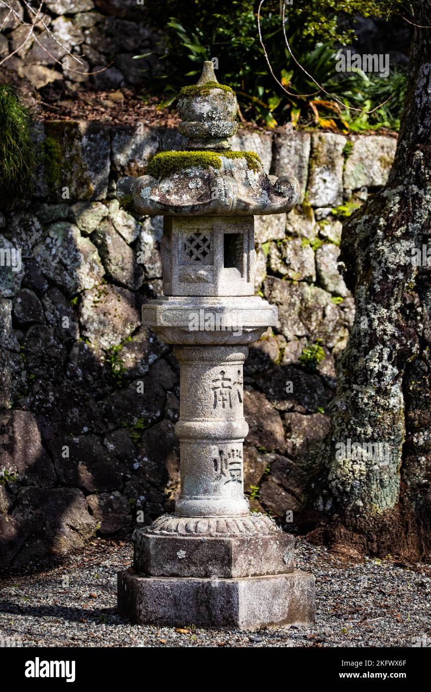 Les lanternes toro en pierre anciennes à la forêt du temple se rapprochent Banque D'Images
