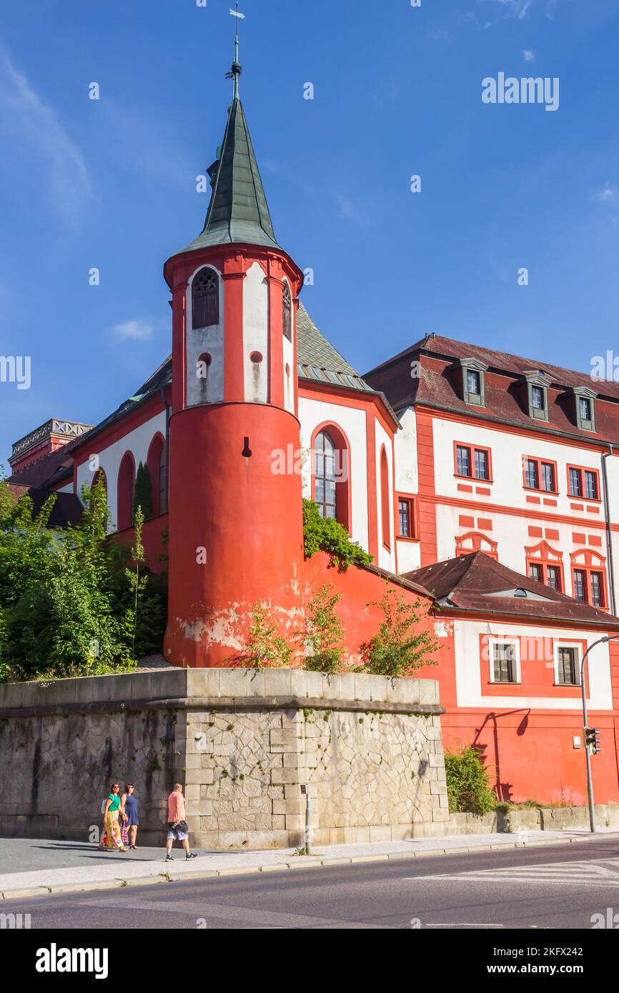 Tour d'angle rouge du château de Liberec, République tchèque Banque D'Images